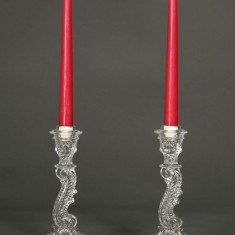 Pair of Vintage Art Nouveau Glass Candlesticks