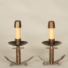 Pair of Antique Brass Candlesticks W/ Hammered Finish