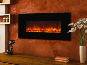 Photo of an electric fireplace on a wall