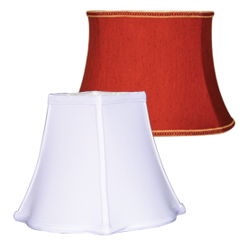 red and white lampshades