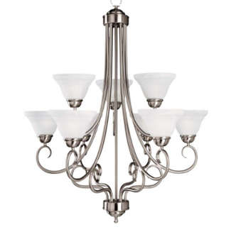 9-light satin nickel chandelier 