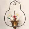 Italian Flower Basket Chandelier in Iron Harp, c. 1940