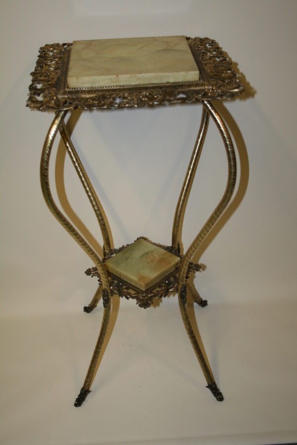 Victorian Brass, Iron & Marble Table, c. 19th Century