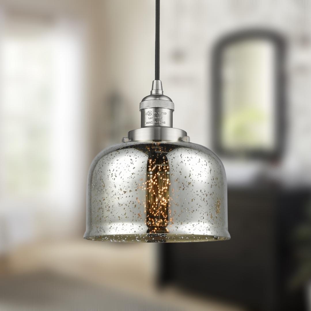 Oxford School House One Light Pendant in Brushed Satin Nickel